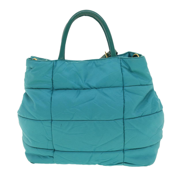 PRADA Quilted Hand Bag Nylon 2way Turquoise Blue Auth 40351 - Picture 2 of 16